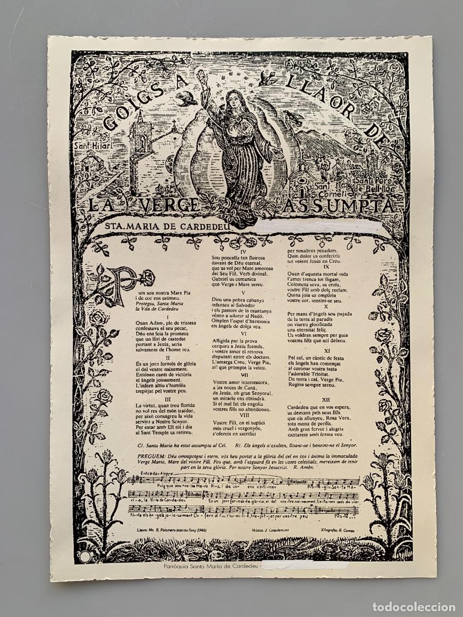 Postales: Goig Gozo Virgen Cardedeu Estampa Religiosa Misa Catalan