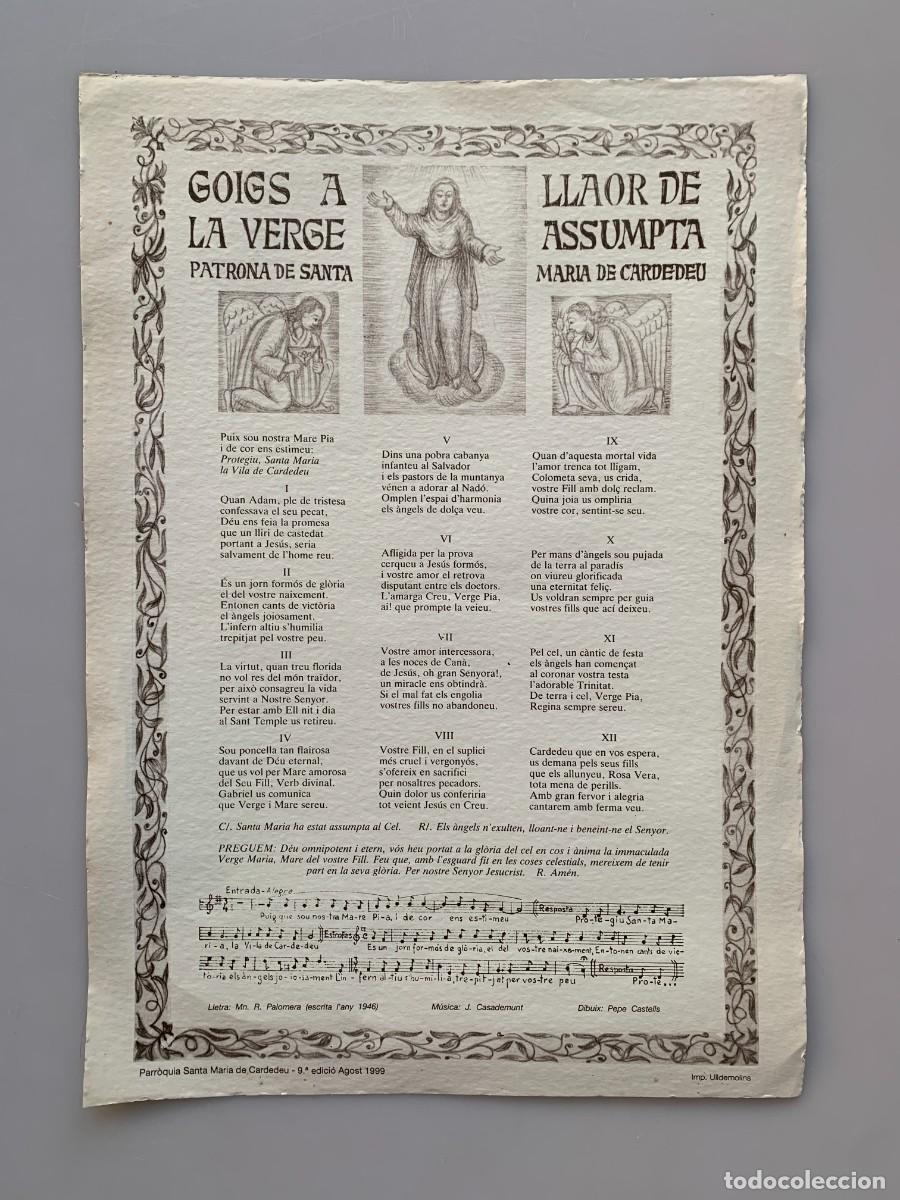 Postales: Goig Gozo Virgen Cardedeu Estampa Religiosa Misa Catalan