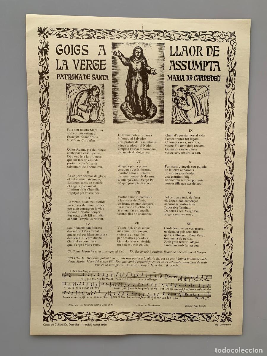 Postales: Goig Gozo Virgen Cardedeu Estampa Religiosa Misa Catalan