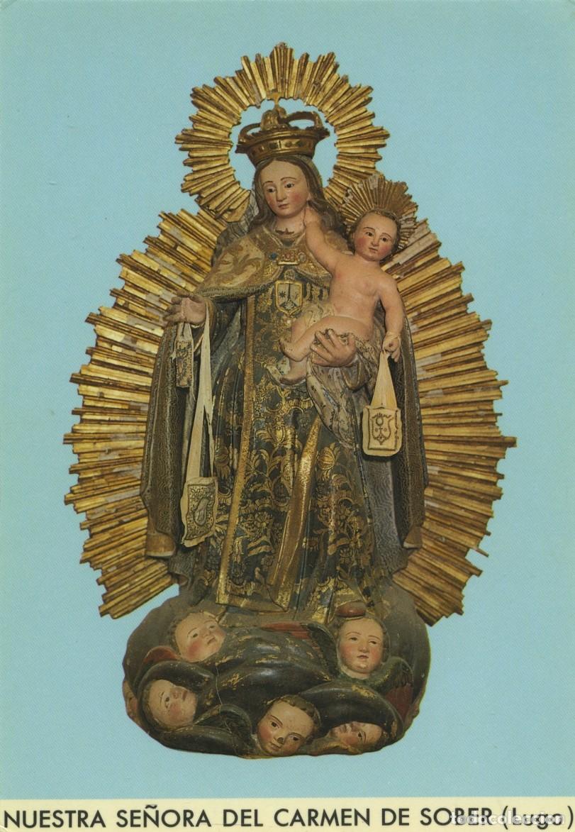 Postales: Tarjet&oacute;n con oraci&oacute;n. Nuestra Se&ntilde;ora del Carmen de Sober. Lugo. ED. POSTALES FAMA