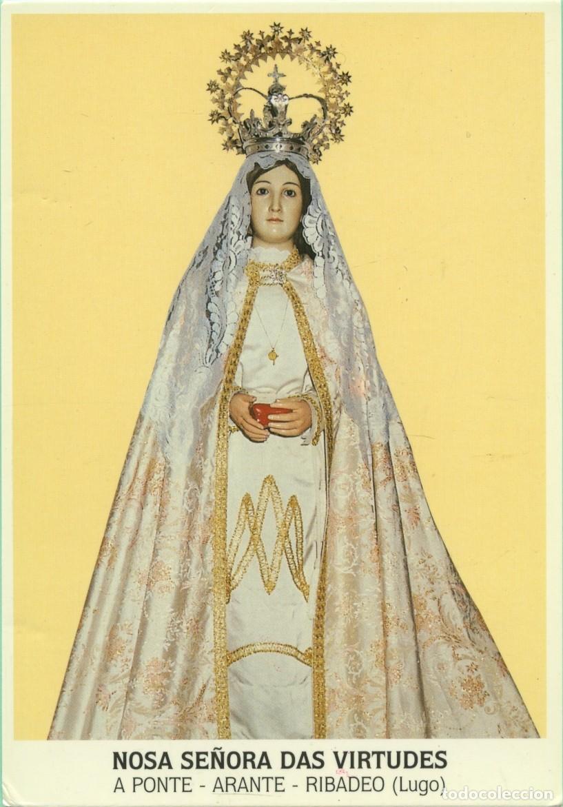 Postales: Tarjet&oacute;n con oraci&oacute;n. Nosa Se&ntilde;ora das Virtudes. A Ponte. Arante. Ribadeo. Lugo. ED. FAMA