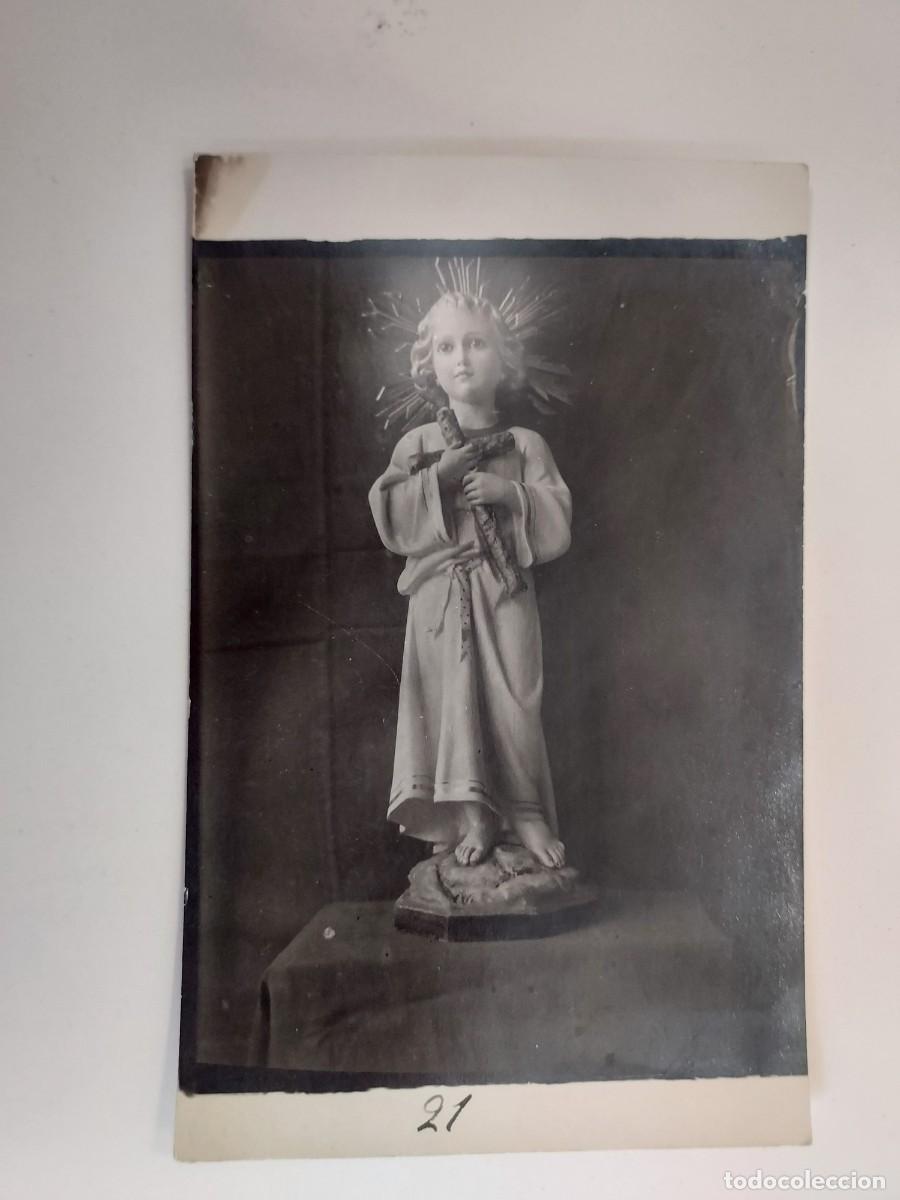 Postales: POSTAL ESTAMPA ESTATUA NI&Ntilde;O JESUS CON CRUZ. ANTIGUA. &iquest;ESCUELA DE OLOT, SADURNI REY?