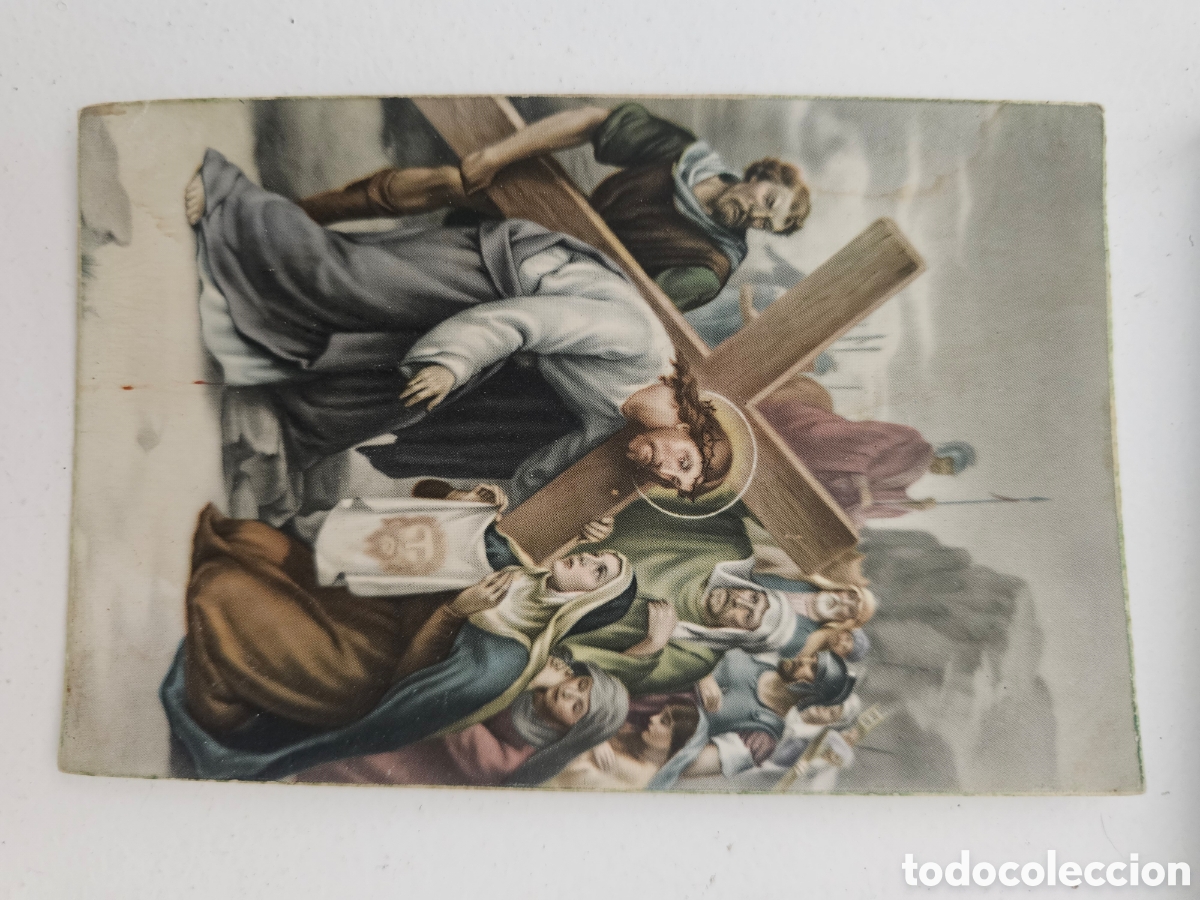 Postales: Postal Religiosa La Ver&ograve;nica enjuaga el rostro de Jes&uacute;s V&iacute;a Crucis VI estaci&oacute;n LT