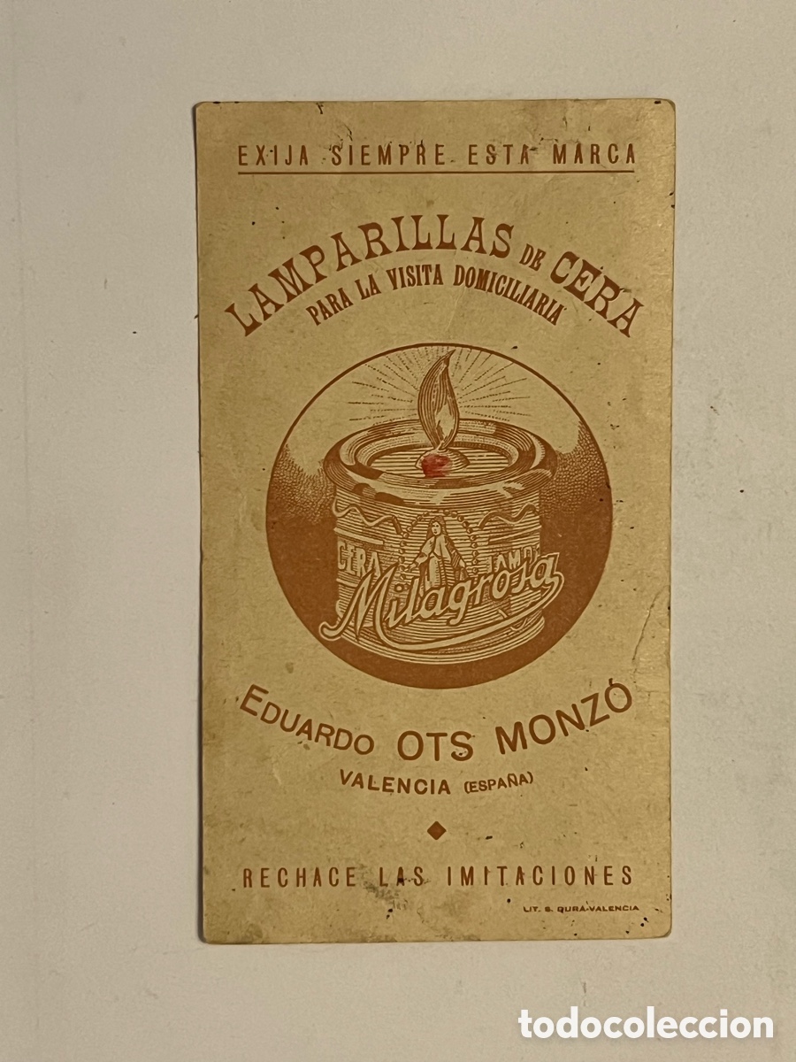 Postales: VALENCIA. Lamparillas de Cera.. La Milagrosa. Eduardo Ots Monzo. Estampa religiosa (h.1940?)