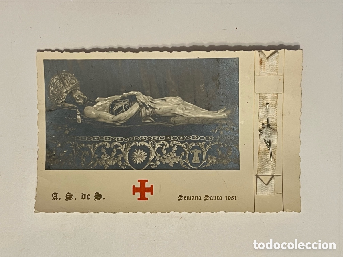 Postales: SAGUNTO. Estampa con reliquia IMAGEN CRISTO YACENTE, SANTO SEPULCRO. SEMANA SANTA 1955