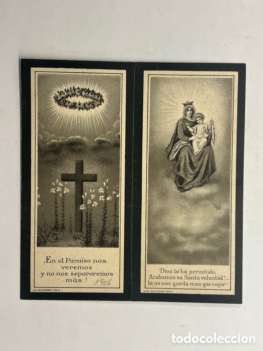 Postales: YECLA (Murcia) Esquela Recordatorio ANTONIO LORENZO SELVA AZORIN Y MERGELINA (a.1906)