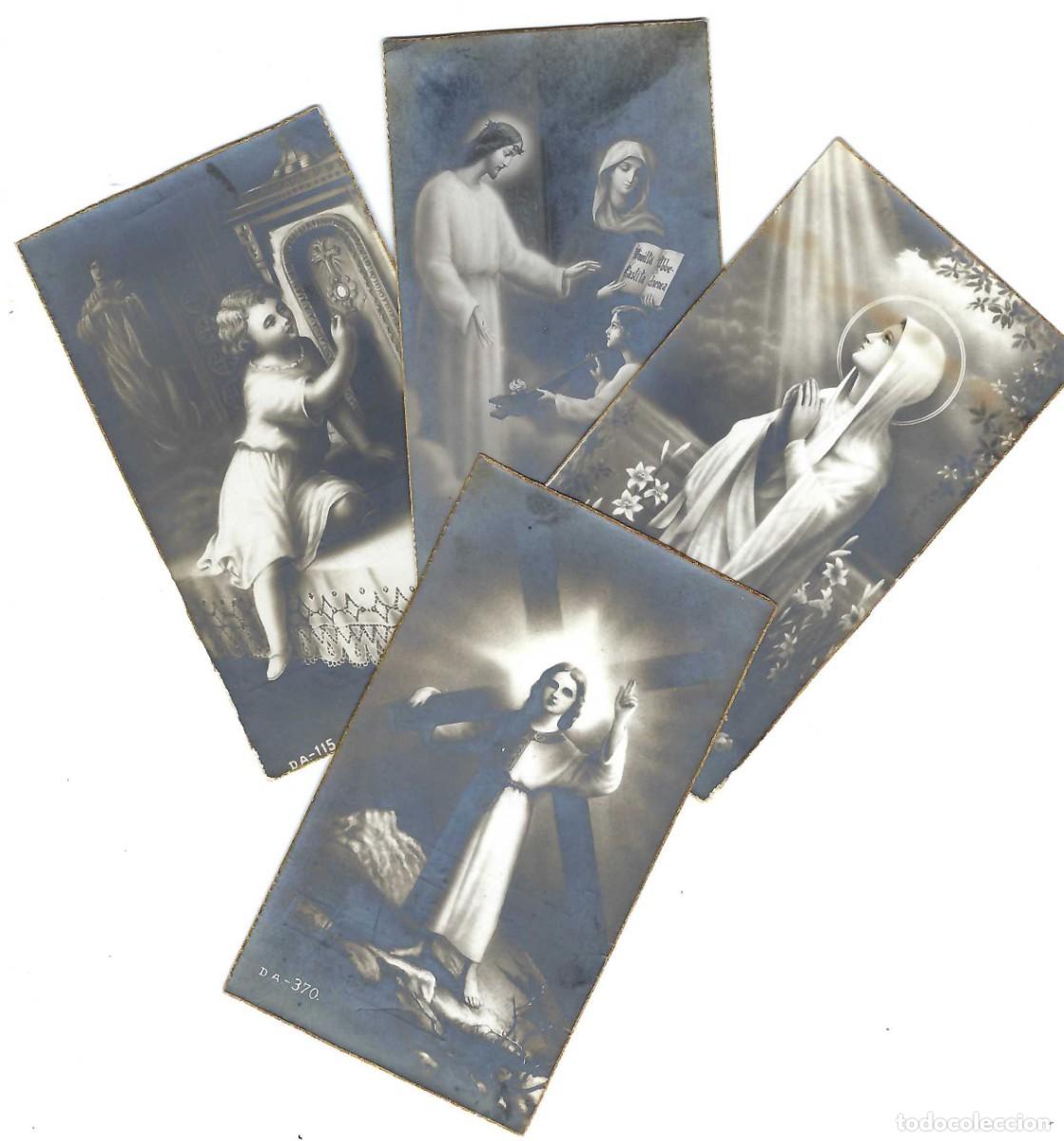 Postales: LOTE DE 4 ESTAMPITAS RELIGIOSAS. RECUERDO DE 1&ordf; COMUNI&Oacute;N. A&Ntilde;OS 30