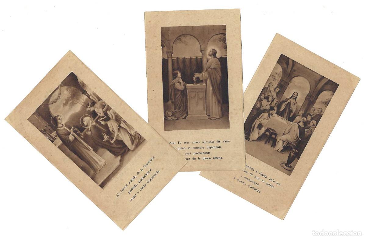Postales: LOTE DE 3 ESTAMPITAS RELIGIOSAS- RECUERDO 1&ordf; COMUNI&Oacute;N. 1921