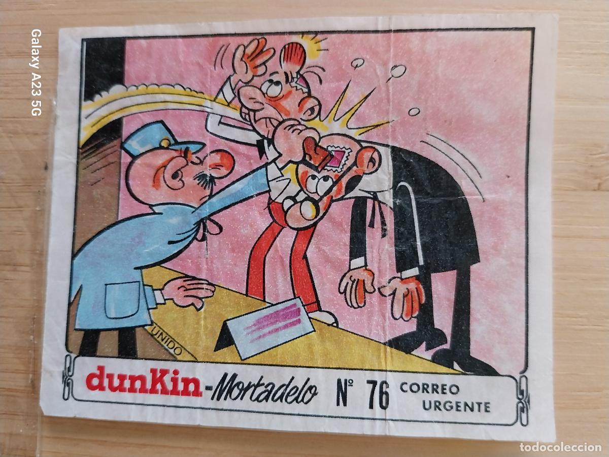 Postales: DUNKIN MORTADELO A&Ntilde;O 1971 EL MEDALLON ROBADO CROMO 76 CORREO URGENTE ... RECUPERADO ORIGINAL A&Ntilde;O