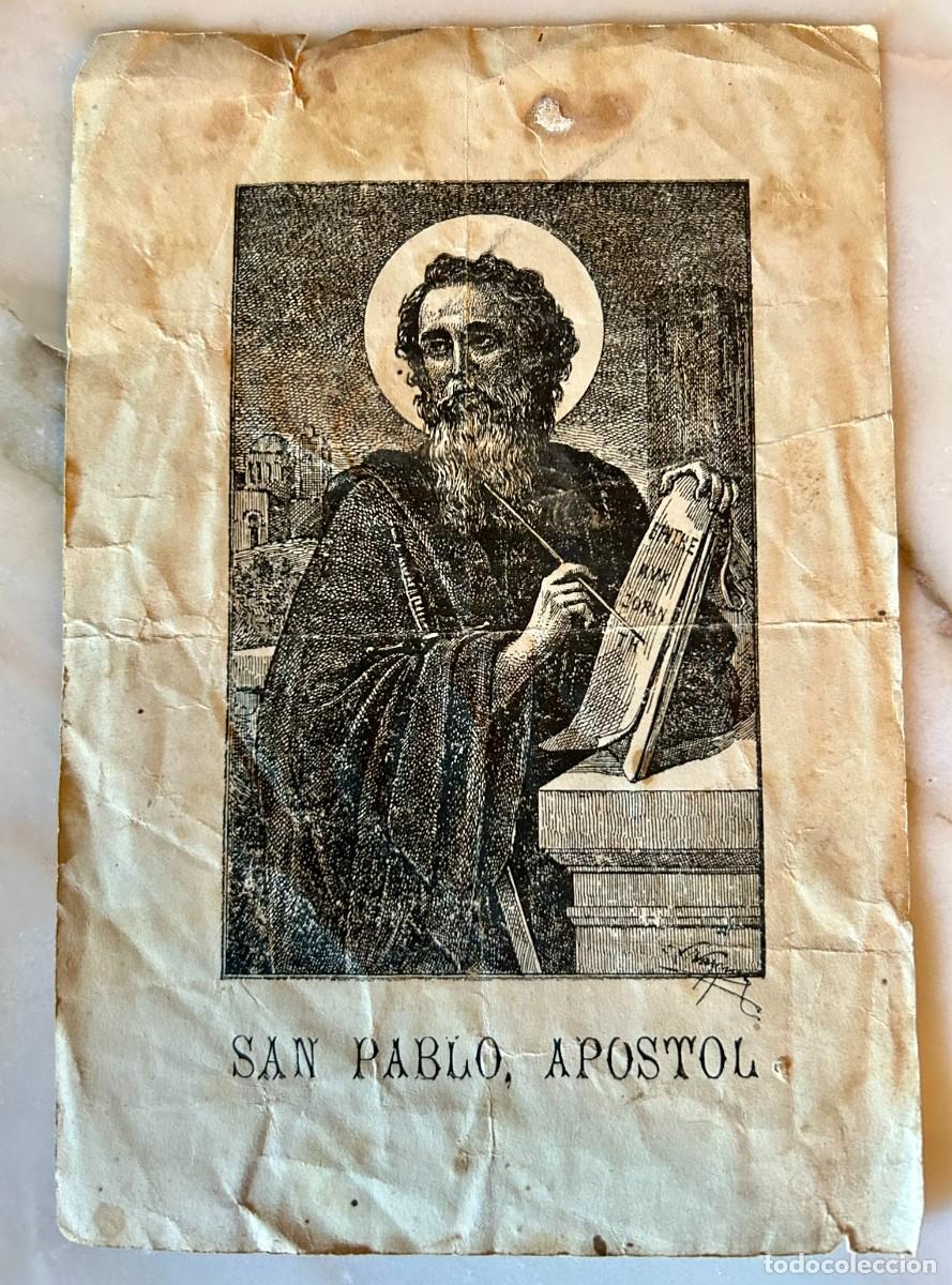 Postales: SAN PABLO APOSTOL c. 1890 - ESTAMPA DE PROTECCI&Oacute;N ACCIDENTES EPIL&Eacute;PTICOS Y ENFERMEDADES NERVIOSAS