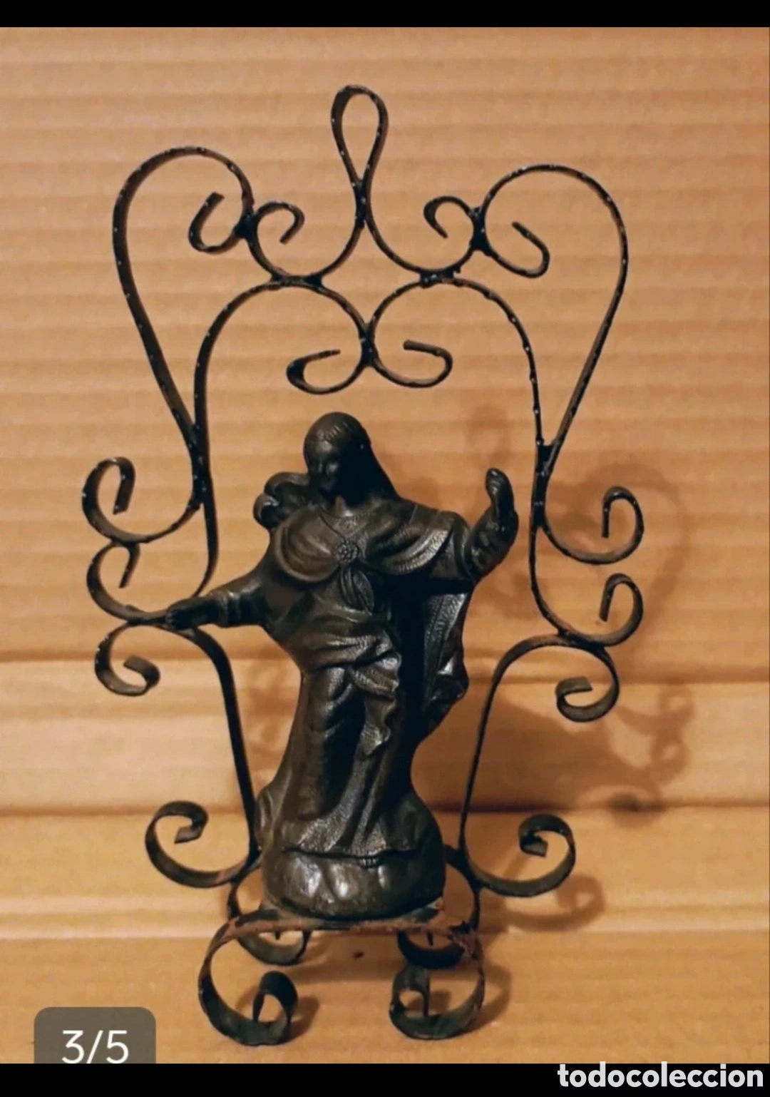 Postales: Virgen de metal con soporte