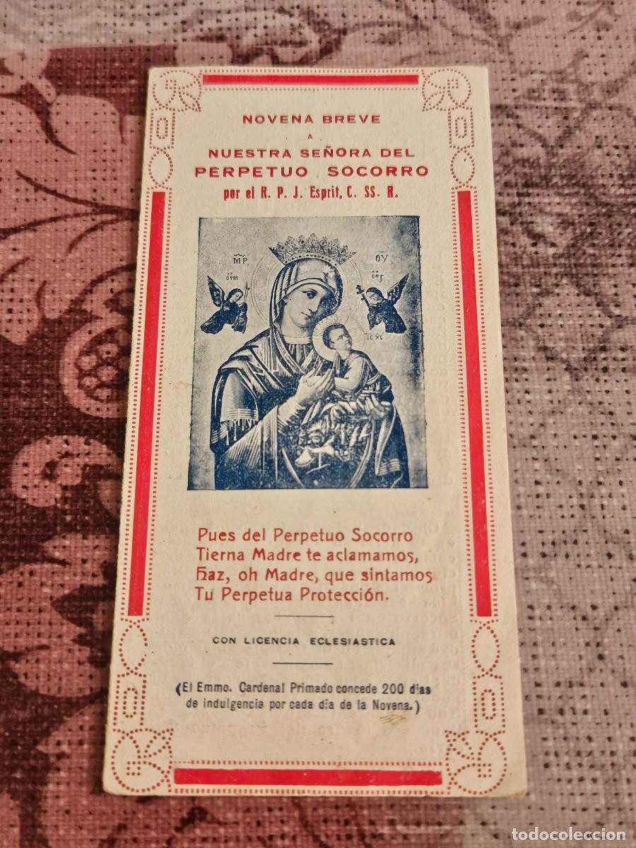Postales: Antigua Estampa Religiosa Original Tr&iacute;ptico Con Novena Breve A Ntra. Sra. del Perpetuo Socorro.