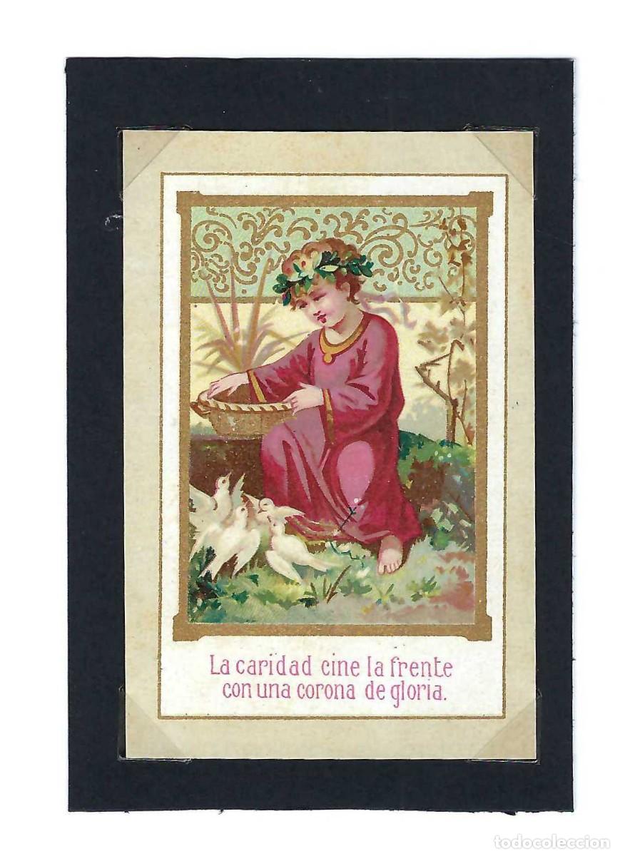 Postales: ESTAMPITA RELIGIOSA. CROMOS- LA CARIDAD CINE LA FRENTE CON UNA CORONA DE GLORIA. SIGLO XX