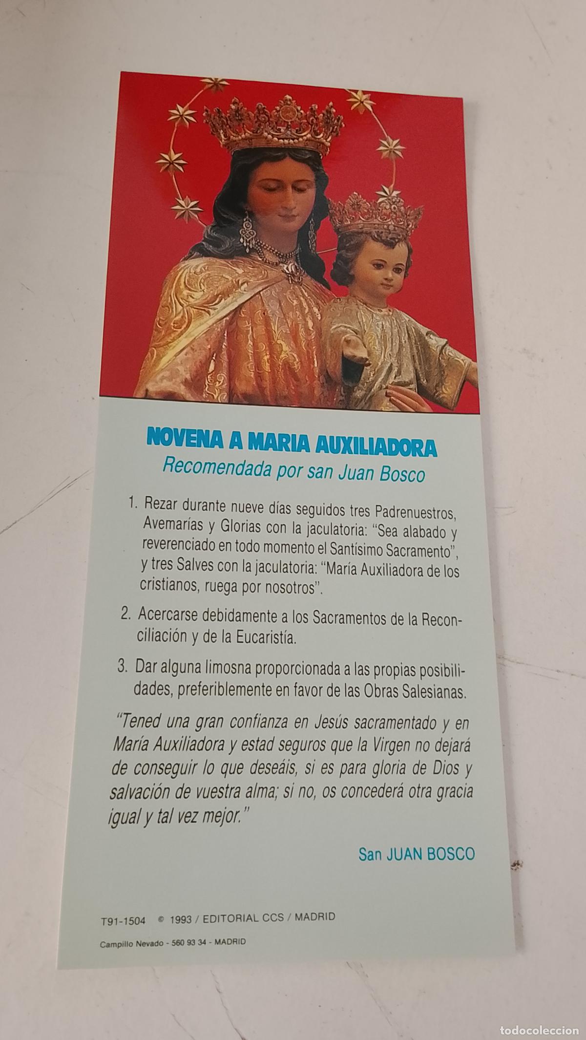 Postales: ESTAMPA RELIGIOSA CON IMAGEN DE LA VIRGEN MARIA AUXILIADORA .