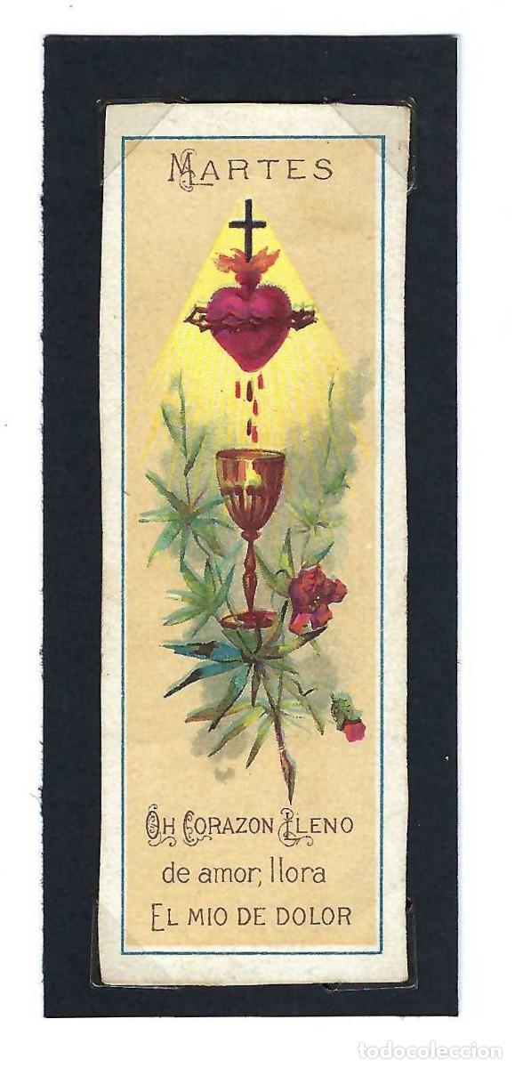 Postales: ESTAMPITA RELIGIOSA- MARTES. OH CORAZON LLENO DE AMOR... SIGLO XX