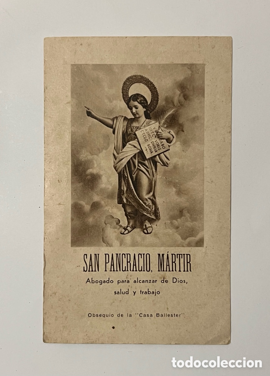 Postales: ESTAMPA. San Pancracio M&aacute;rtir. Abogado para alcanzar Salud y trabajo. Obsequio Casa Ballester&hellip;