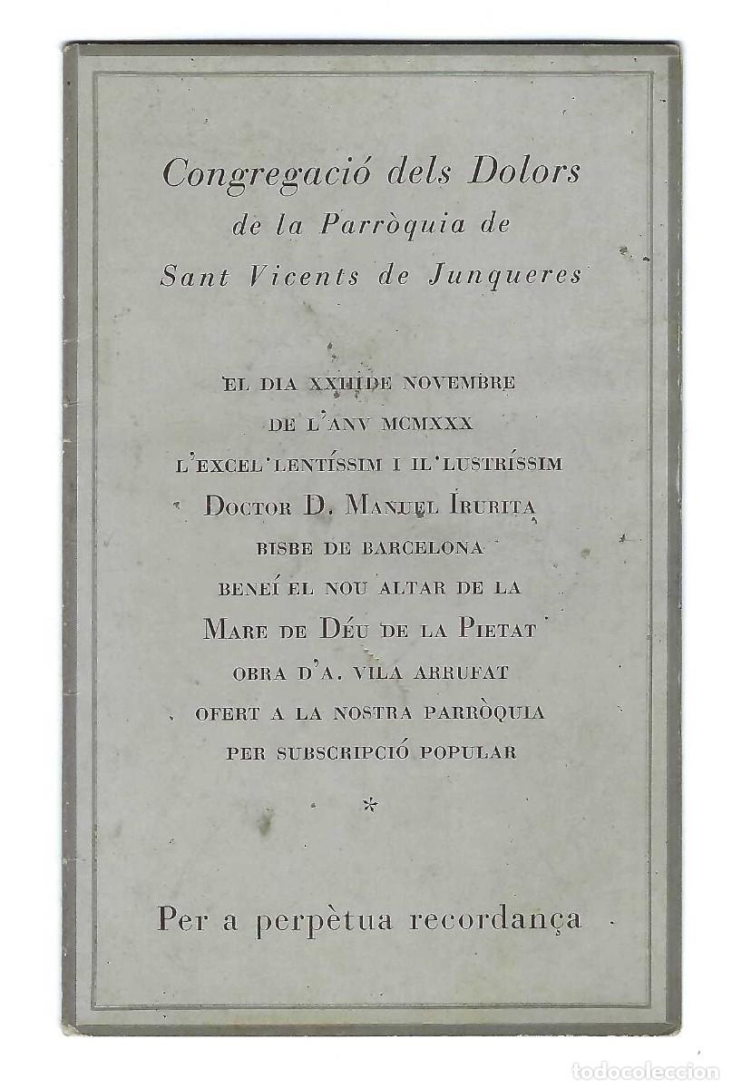 Postales: RECORDATORIO DE LA BENDICI&Oacute;N DE UN NUEVO ALTAR. CONGREGACI&Oacute; DELS DOLORS. ST. VICEN&Ccedil; JUNQUERES. 1930