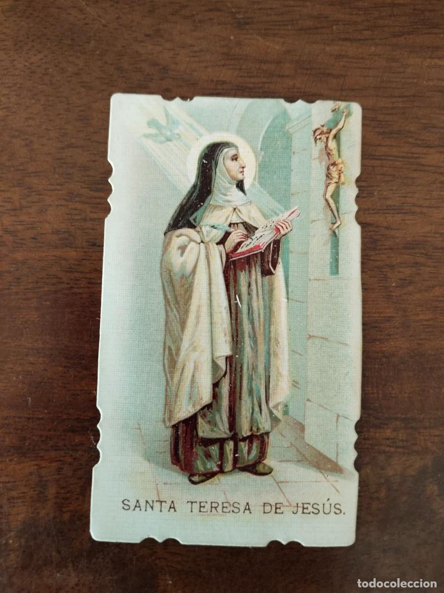 Postales: Recordatorio litograf&iacute;a de Santa Teresa de Jes&uacute;s.
