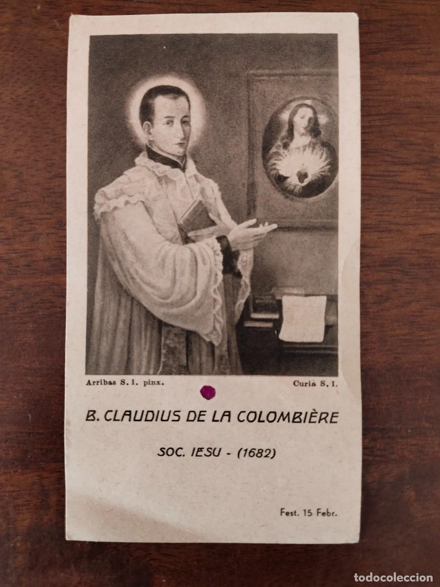 Postales: Recordatorio con reliquia E. Claudius de la Colombiere.