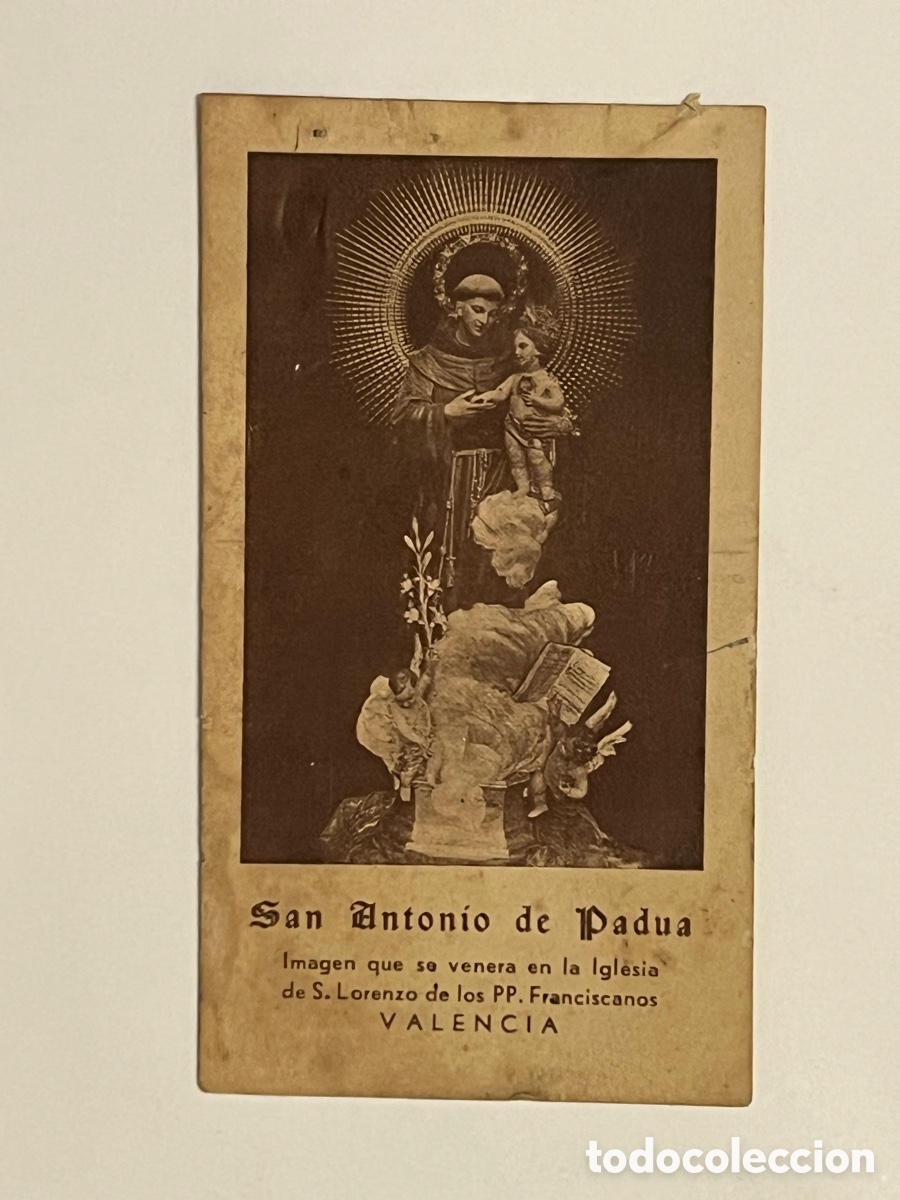 Postales: San Antonio de Padua Imagen que se venera Iglesia de S. Lorenzo de los PP. Franciscanos VALENCIA