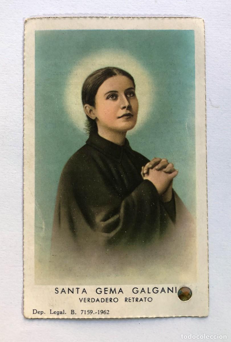 Postales: SANTA GEMA GALGANI / ESTAMPA CON RELIQUIA / A&Ntilde;O 1962