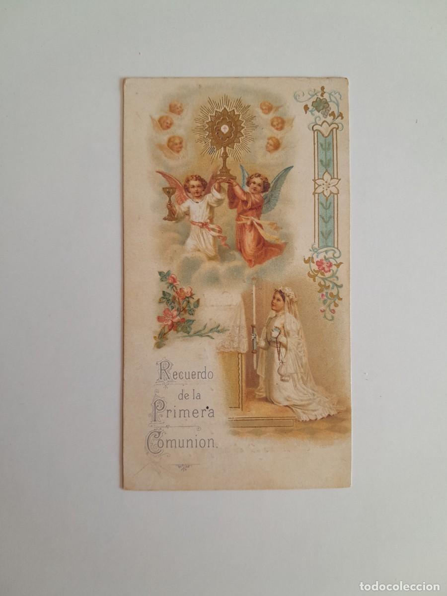 Postales: RECUERDO DE LA PRIMERA COMUNI&Oacute;N DE ESTILO MODERNISTA DE MAR&Iacute;A CASTELLS Y SANCHO (1906)