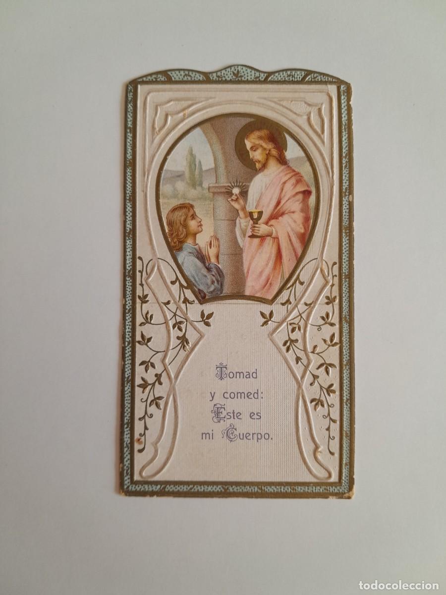 Postales: RECUERDO DE LA PRIMERA COMUNI&Oacute;N DE ESTILO MODERNISTA DE CORAZ&Oacute;N RENOM PADRENY (1916)