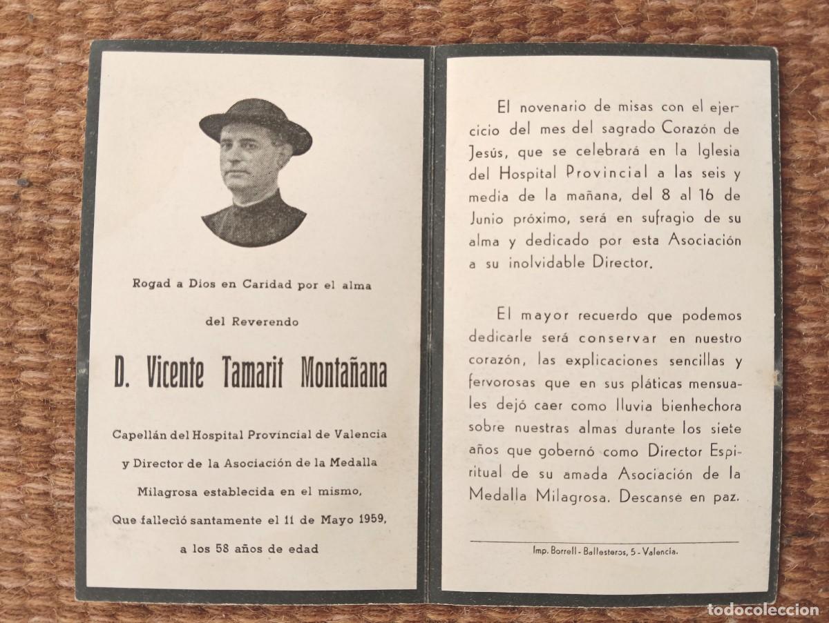 Postales: VALENCIA - IN MEMORIAN REVERENDO FALLECIDO EN 1959 - ESQUELA