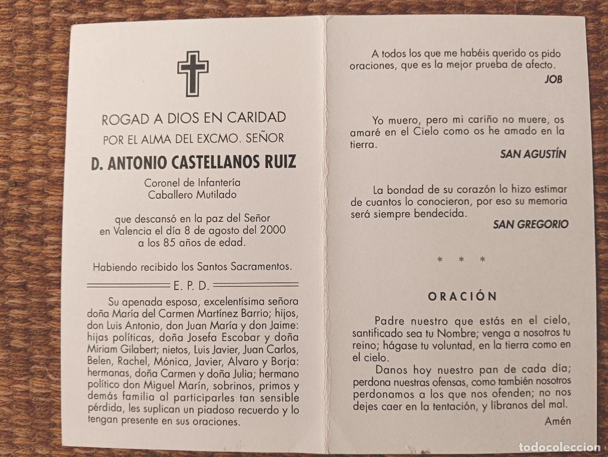 Postales: VALENCIA - IN MEMORIAN CORONEL INFANTERIA CABALLERO MUTILADO FALLECIDO EN 2000 - ESQUELA