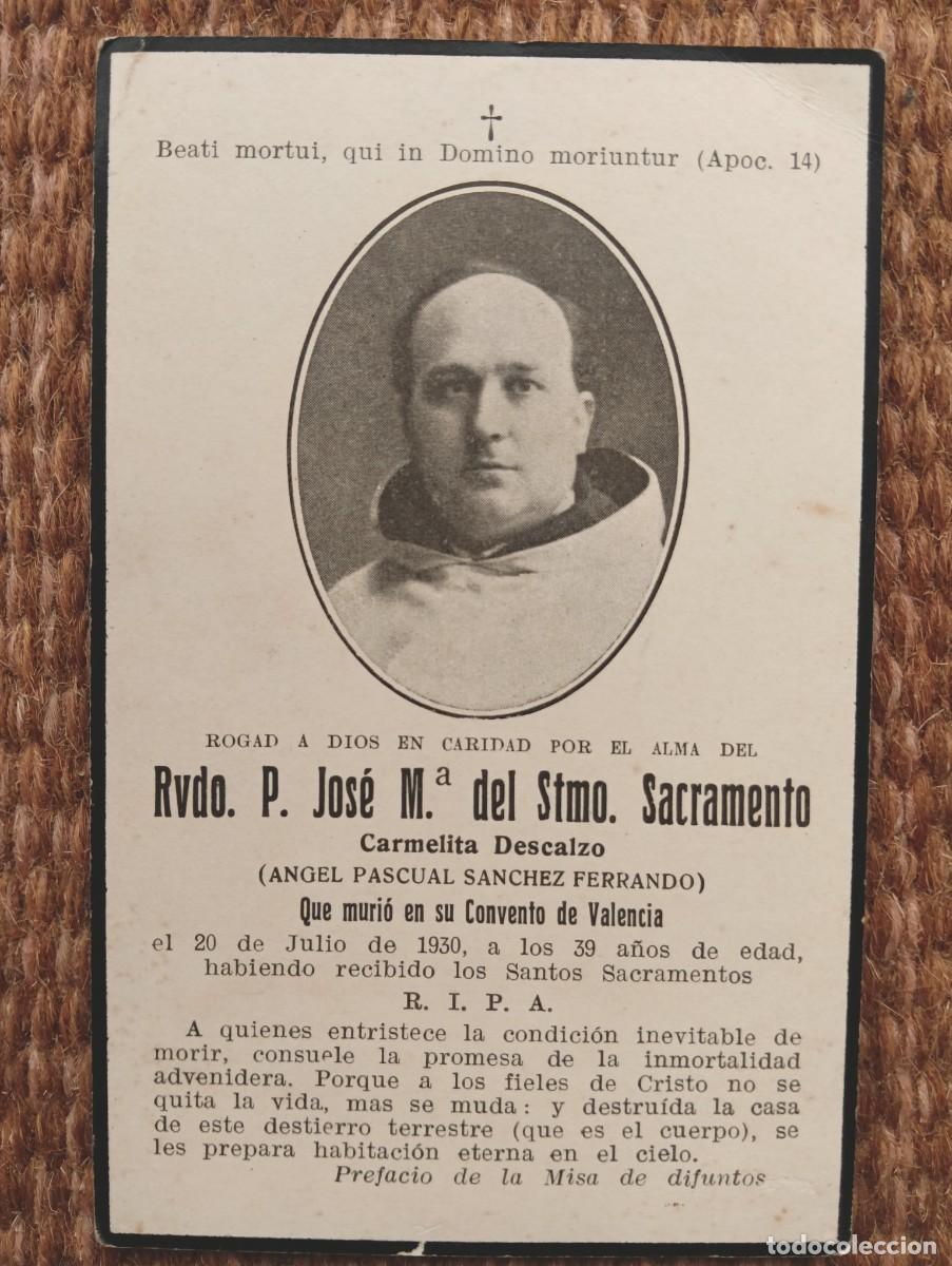 Postales: VALENCIA - IN MEMORIAN CARMELITA DESCALZO FALLECIDO EN 1930 - ESQUELA