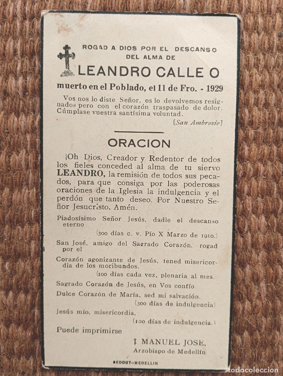 Postales: EL POBLADO - COLOMBIA - IN MEMORIAN FALLECIDO EN 1929 - ESQUELA