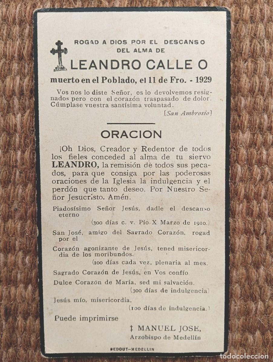 Postales: EL POBLADO - COLOMBIA - IN MEMORIAN FALLECIDO EN 1929 - ESQUELA