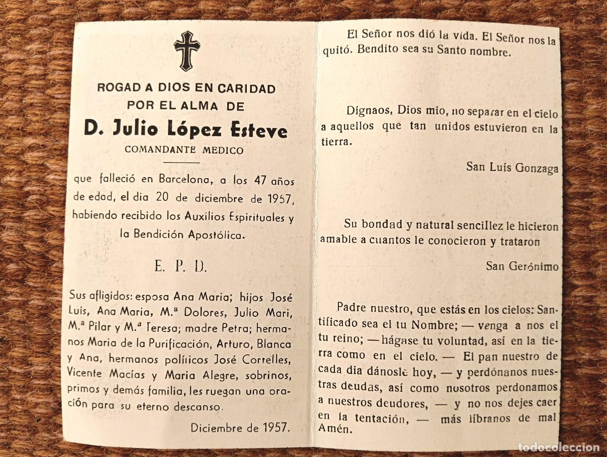 Postales: BARCELONA - IN MEMORIAN COMANDANTE MEDICO EN 1957 - ESQUELA