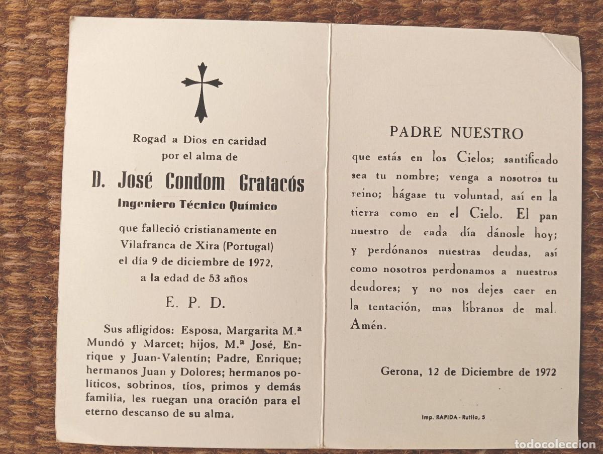 Postales: VILAFRANCA DE XIRA - PORTUGAL - IN MEMORIAN FALLECIDO EN 1972 - ESQUELA