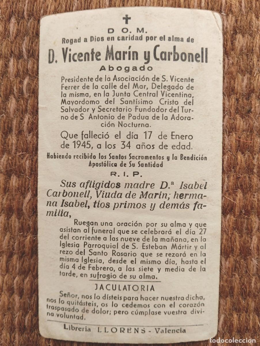 Postales: VALENCIA - IN MEMORIAN ABOGADO FALLECIDO EN 1945 - ESQUELA