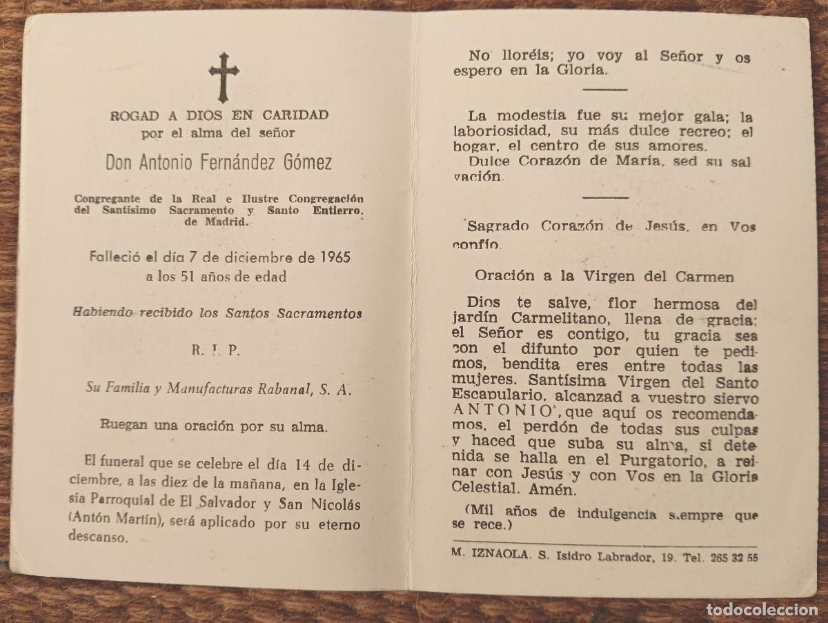 Postales: MADRID - IN MEMORIAN FALLECIDO EN 1965 - ESQUELA