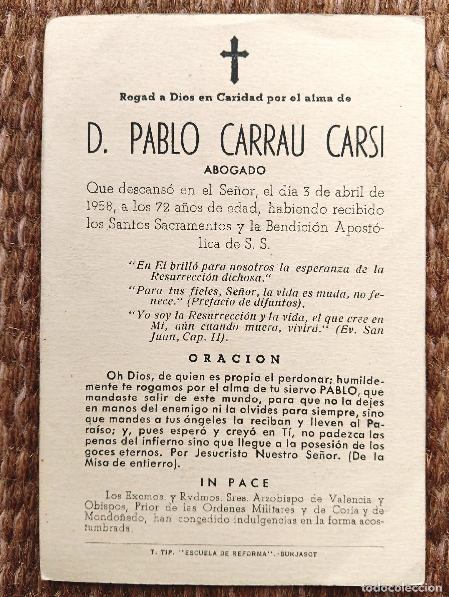 Postales: IN MEMORIAN ABOGADO FALLECIDO EN 1958 - ESQUELA