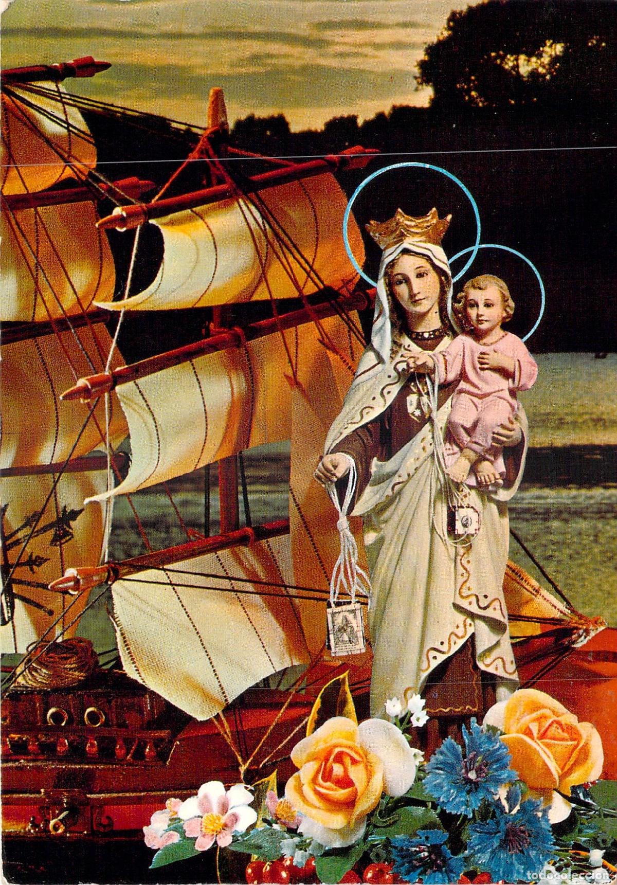 Postales: Postal de Ntra. Sra. del Carmen con Barco