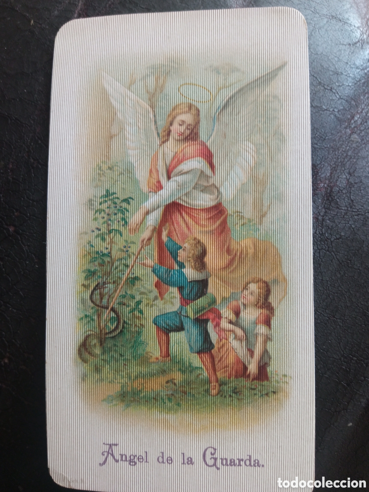 Postales: Antiguo recordatorio, con oraci&oacute;n Angel de la Guarda, mide 11,5x6,2cm