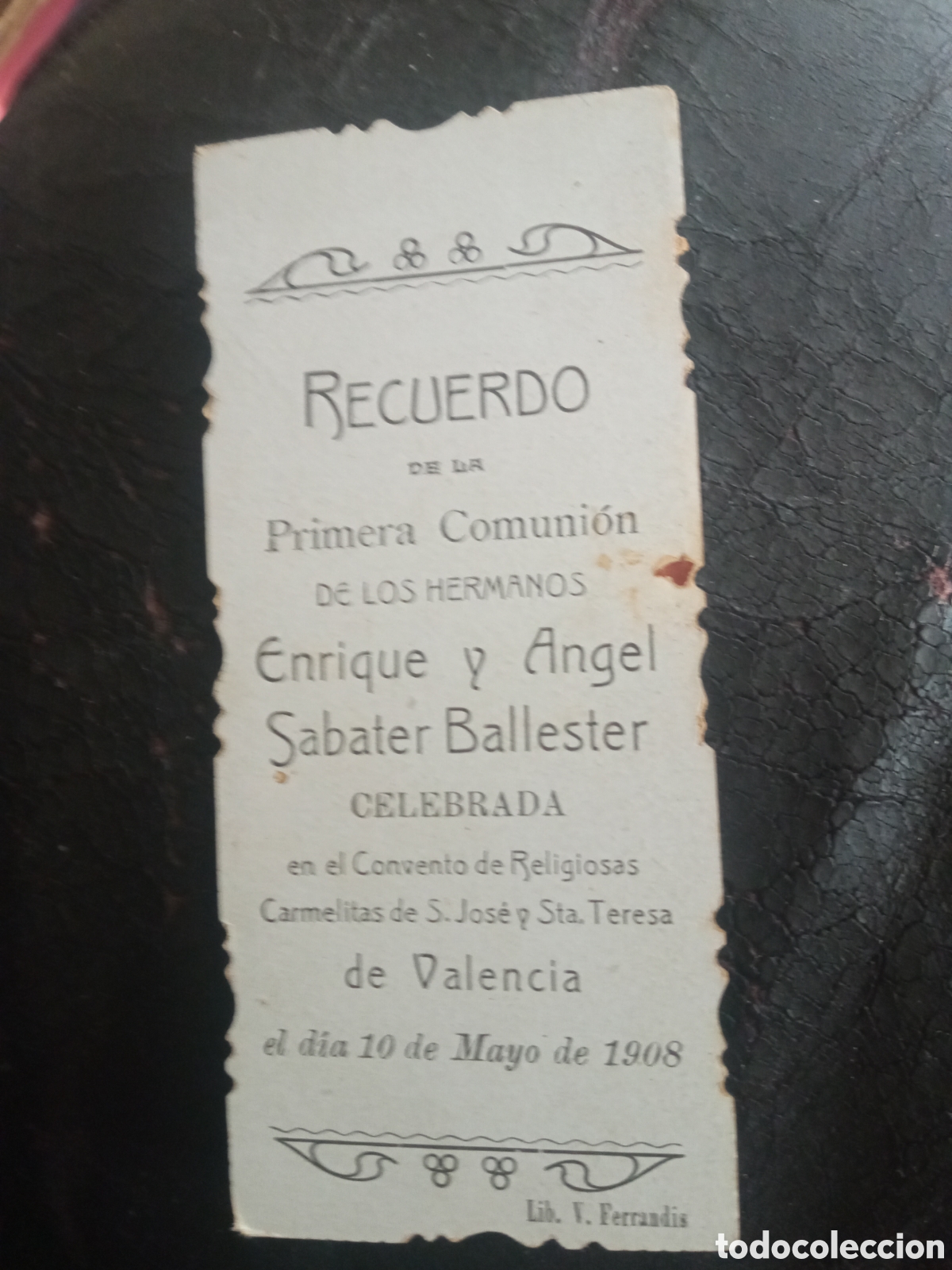 Postales: Antiguo recordatorio de Primera Comuni&oacute;n de 1908, Valencia - Foto 2