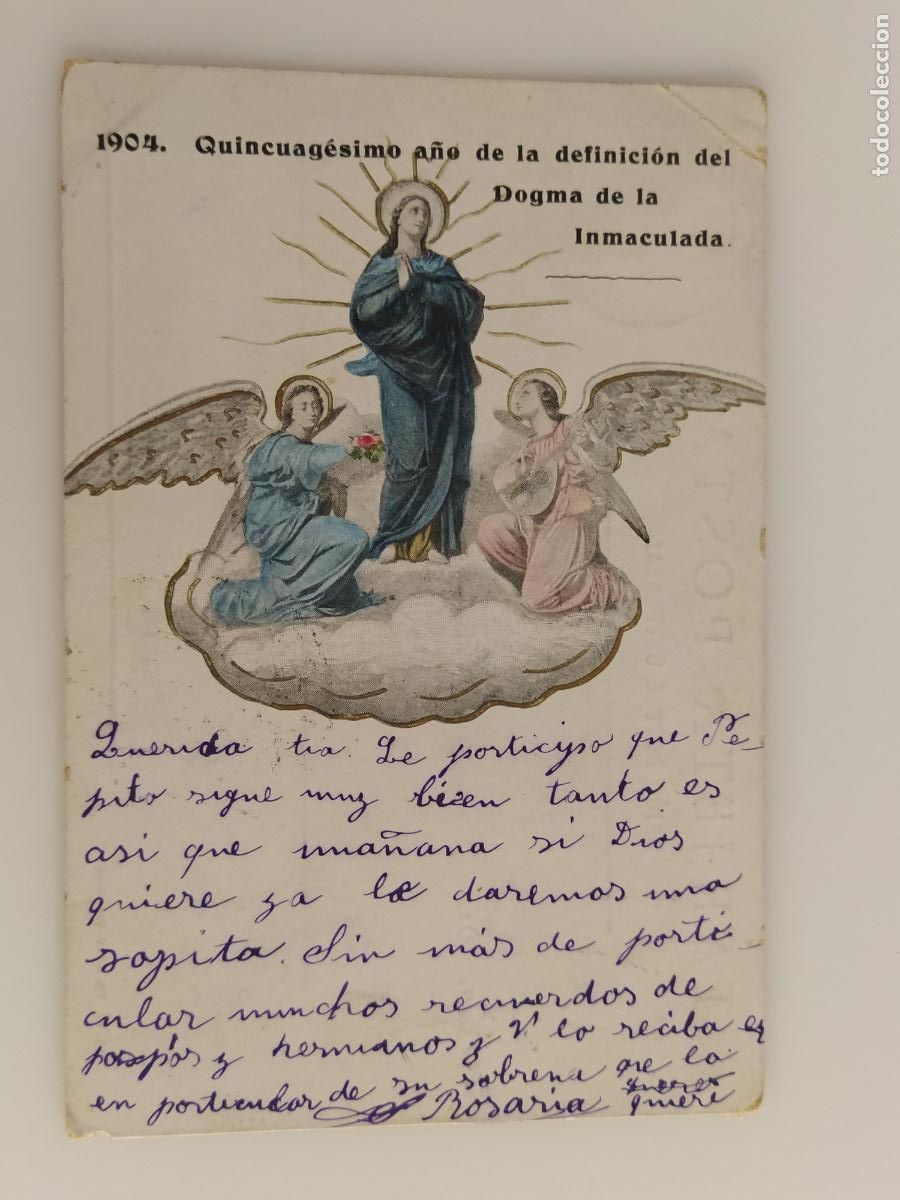 Postales: 1904 QUINCUAGESIMO A&Ntilde;O DE LA DEFINICION DEL DOGMA DE LA INMACULADA - POSTAL ANTIGUA -(116.351)