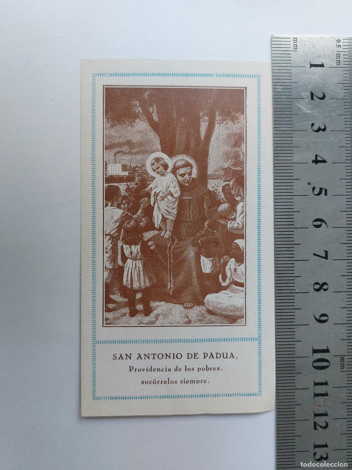 Postais: Estampa religiosa de San Antonio de Padua con oraci&oacute;n