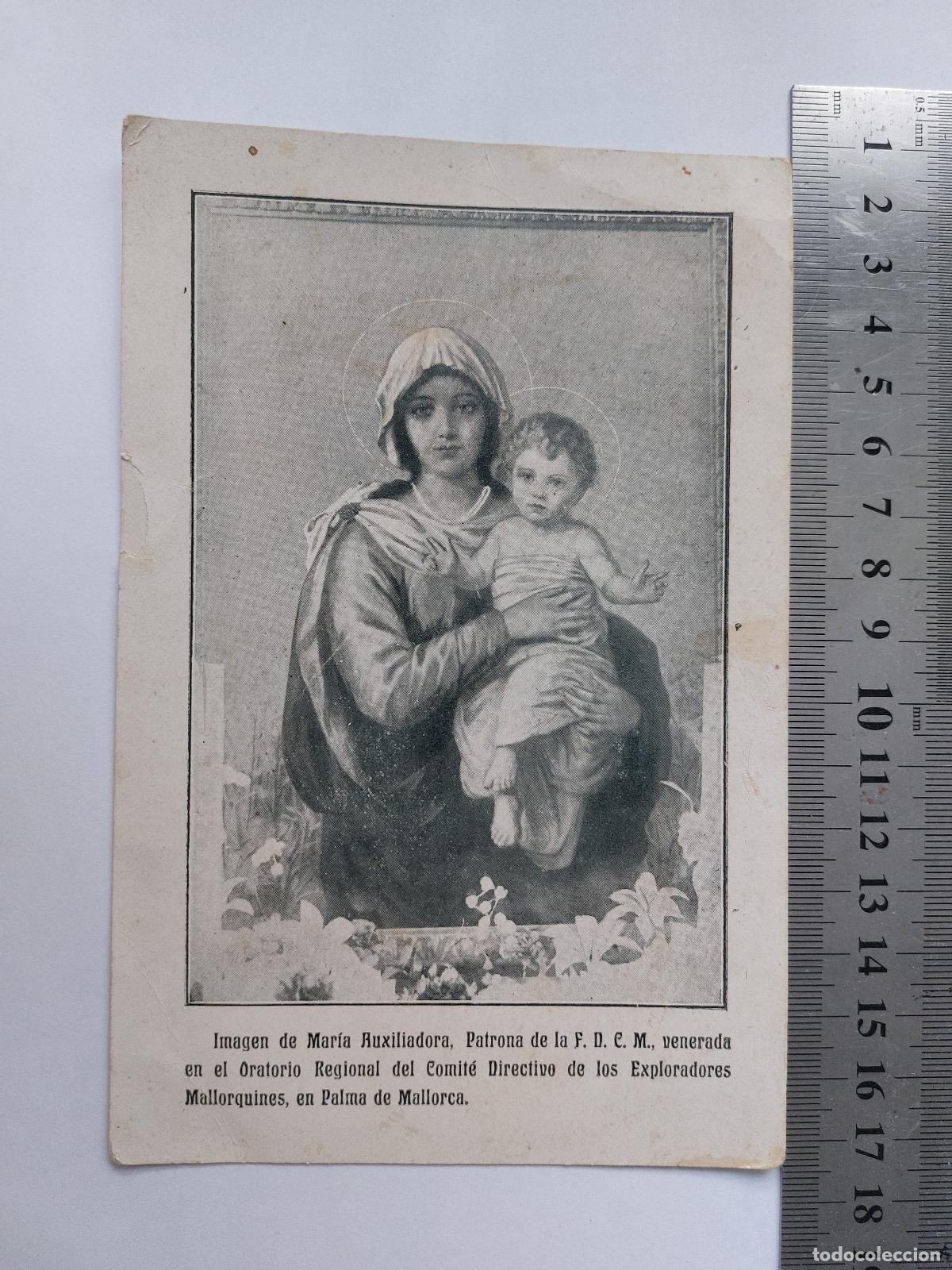 Postales: Estampa de Mar&iacute;a Auxiliadora, Patrona de los Exploradores en Palma de Mallorca
