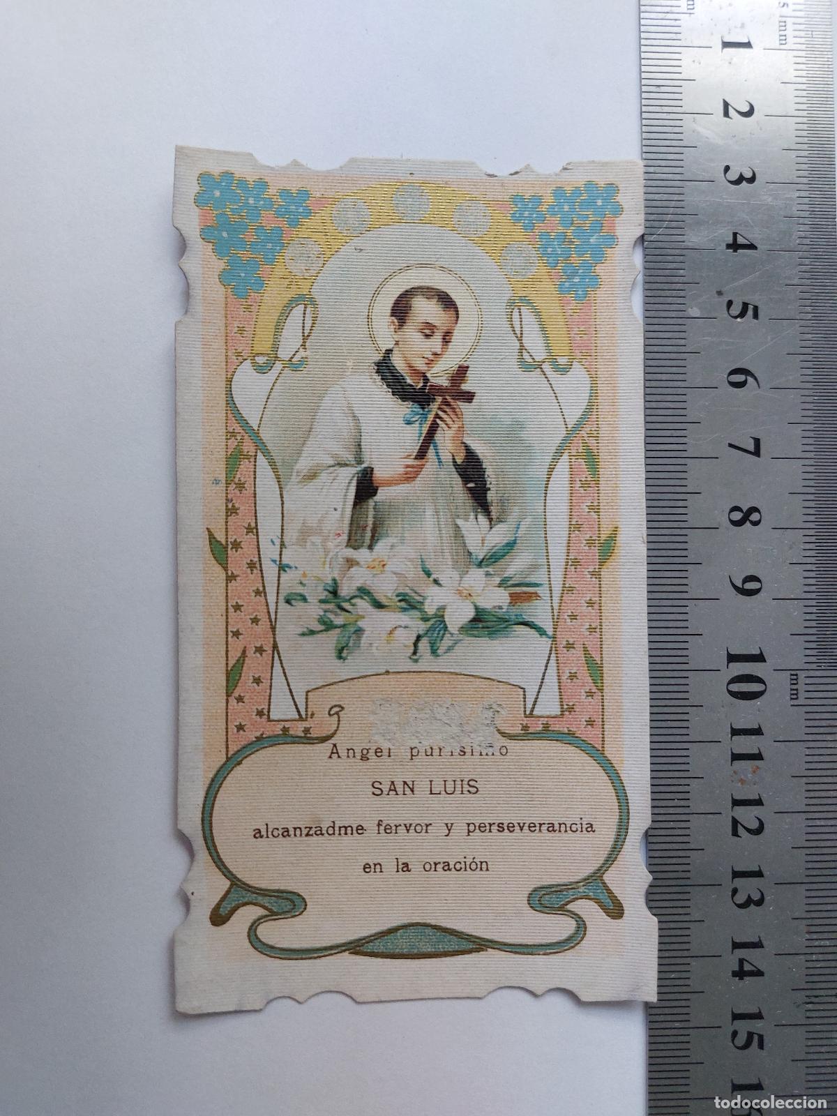 Postales: Estampa de San Luis Gonzaga, estampa religiosa con oraci&oacute;n