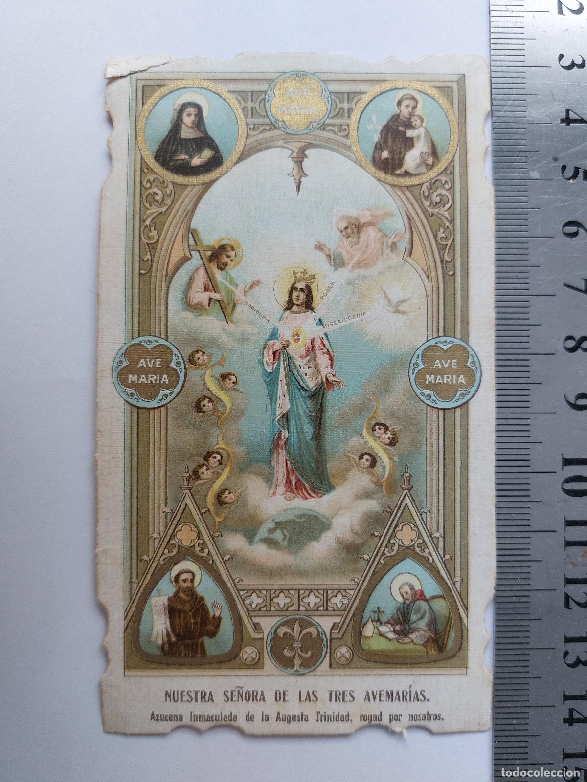 Postales: Estampa religiosa estampa Las Tres Avemar&iacute;as devoci&oacute;n mariana