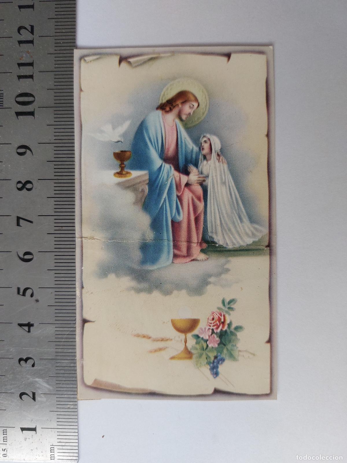Postales: Estampa religiosa de Primera Comuni&oacute;n con imagen de Jes&uacute;s