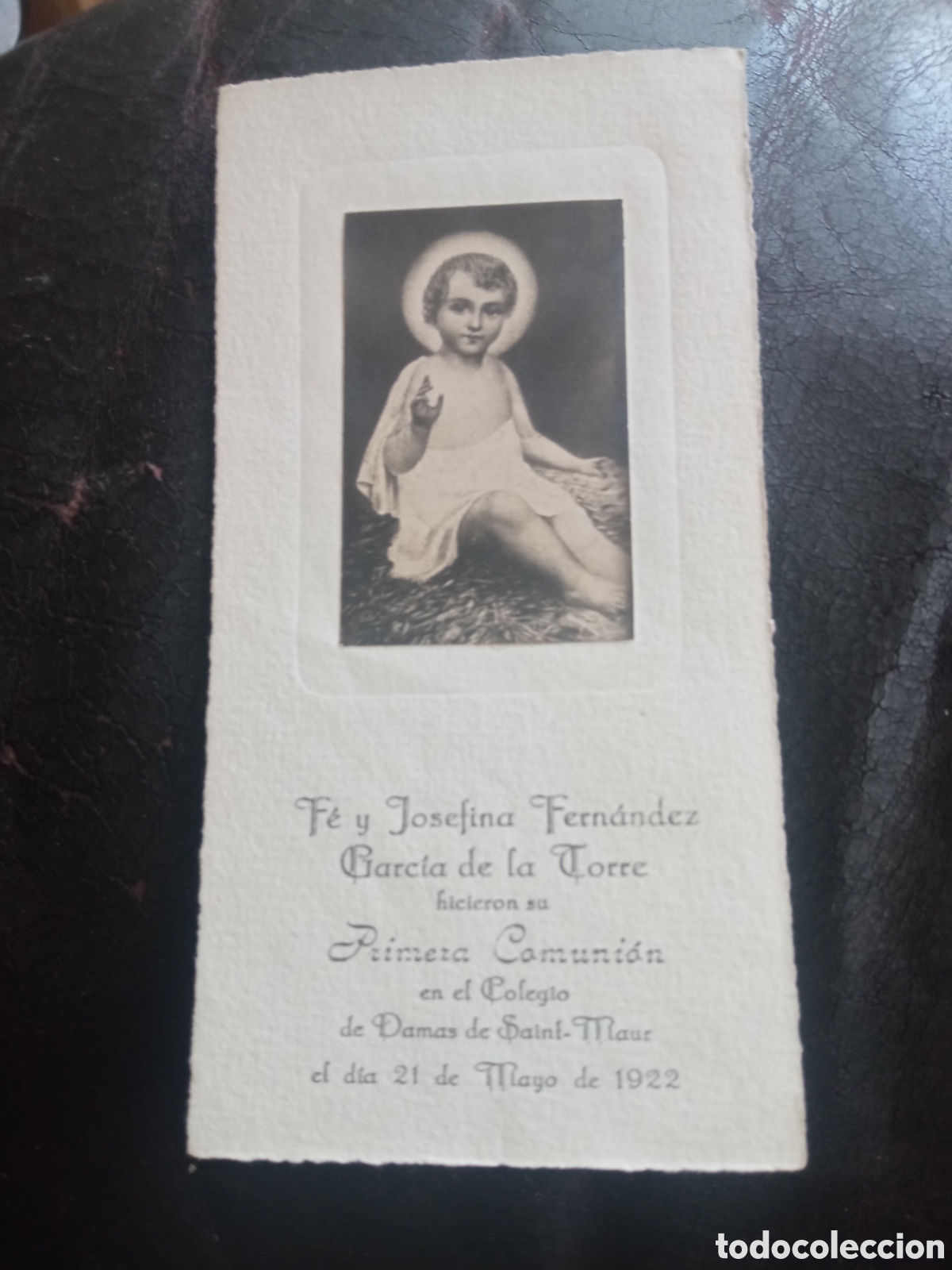 Postales: Antiguo recordatorio de Primera Comuni&oacute;n de 1922, Colegio de Damas Saint - Maur