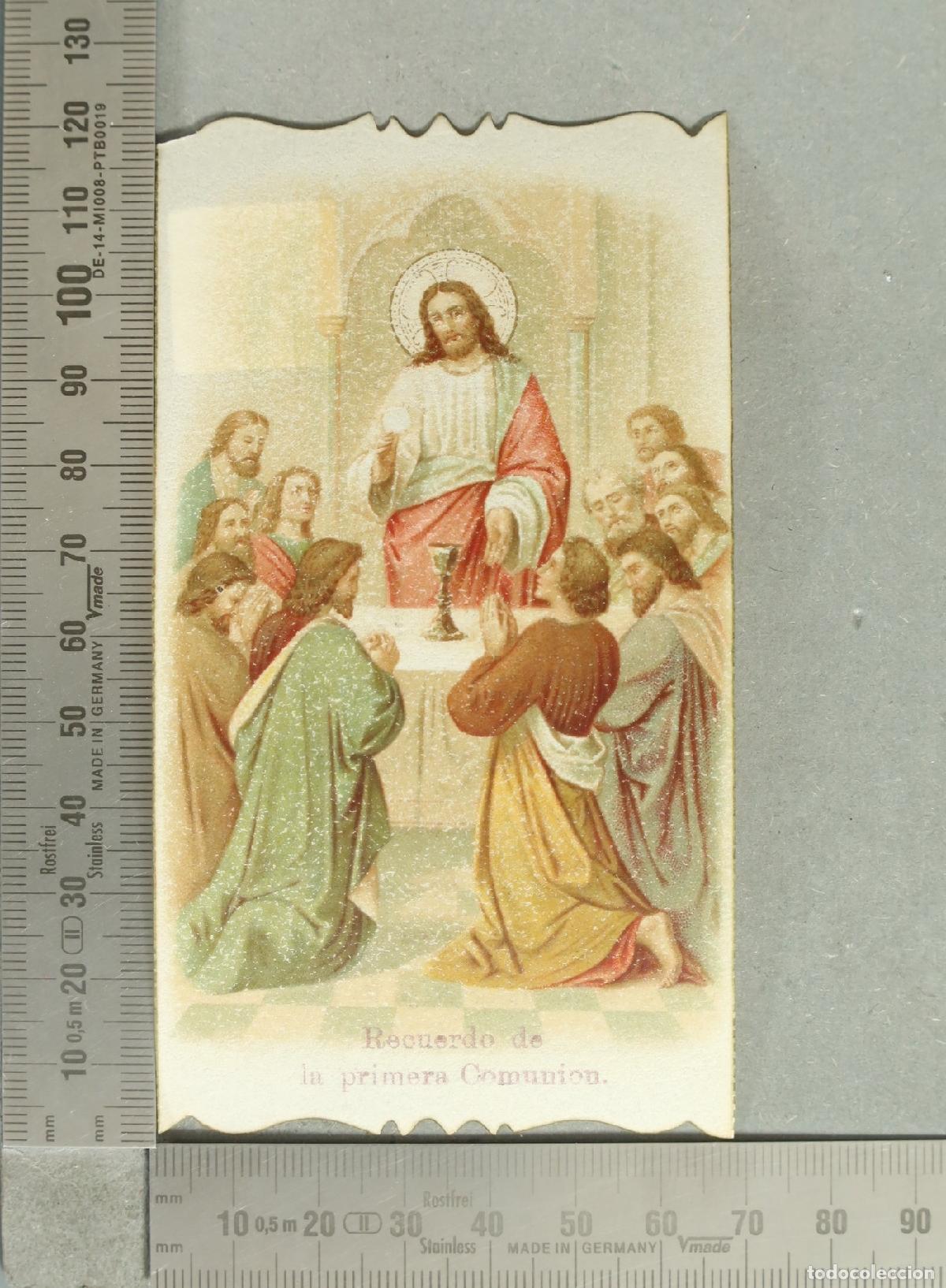 Postales: ESTAMPA. Recuerdo de la primera Comuni&oacute;n - La &Uacute;ltima Cena. 1906 MADRID