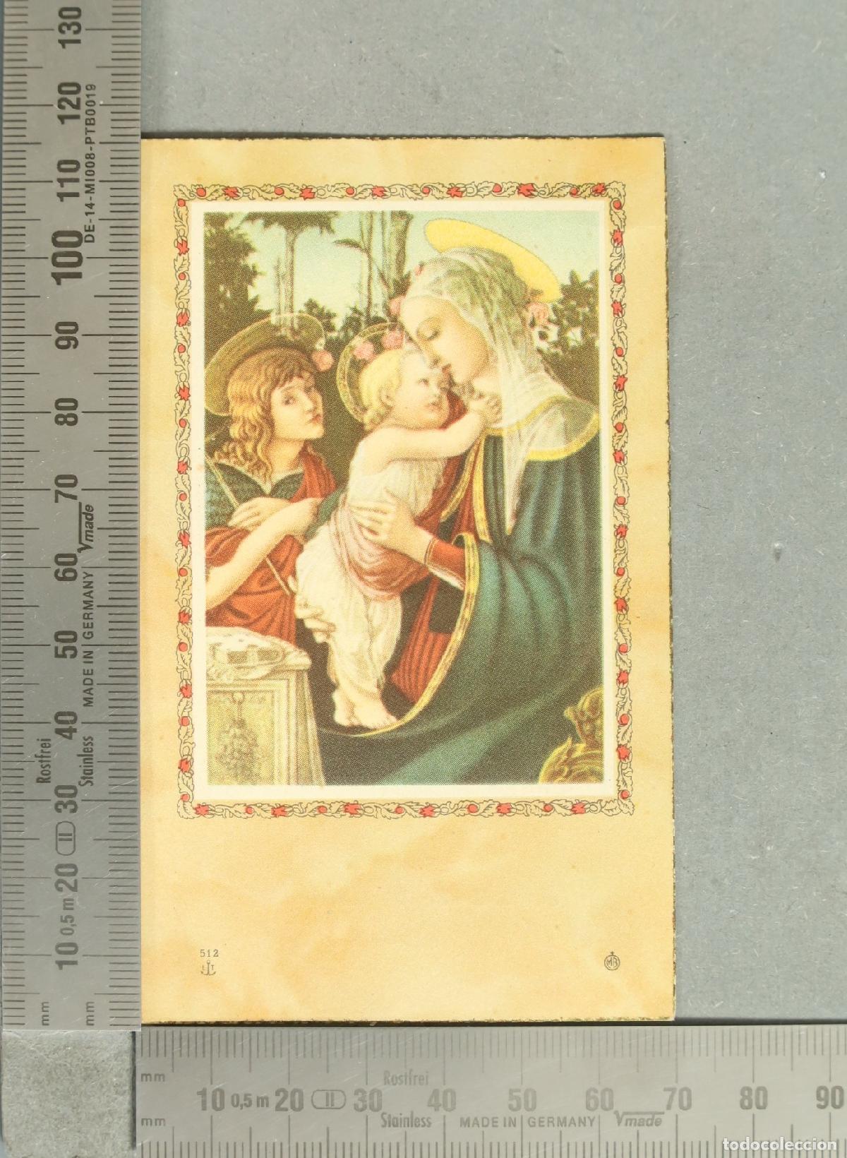 Postales: ESTAMPA. La Virgen, el Ni&ntilde;o Jes&uacute;s y San Juan - Sandro Botticelli. COMUNION 1951 MADRID