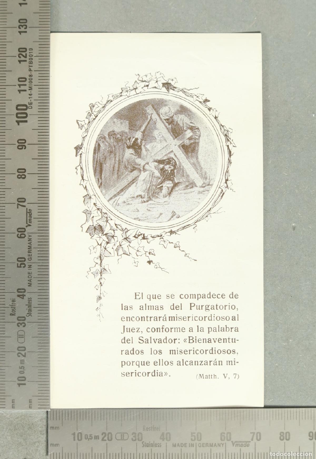 Postales: ESTAMPA. El que se compadece de las almas del Purgatorio - Matth. V, 7